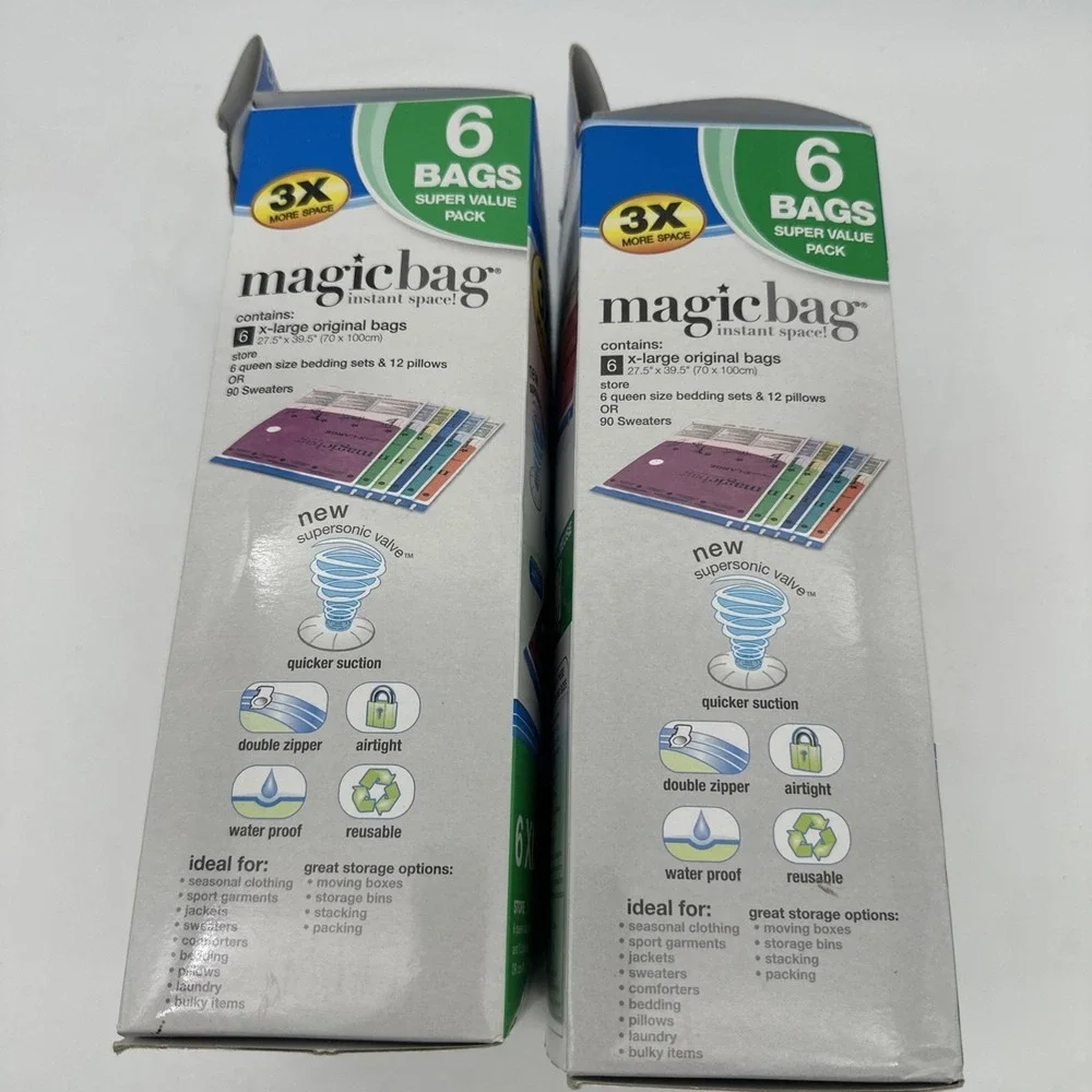 2- Magic Bag Instant Space Storage Compact‎ 6 Large Size Flats NEW